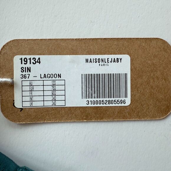 NWT Maison Lejaby Sin Embroidered Underwired Triangle Bra in Lagoon Teal 34D - Picture 6 of 8